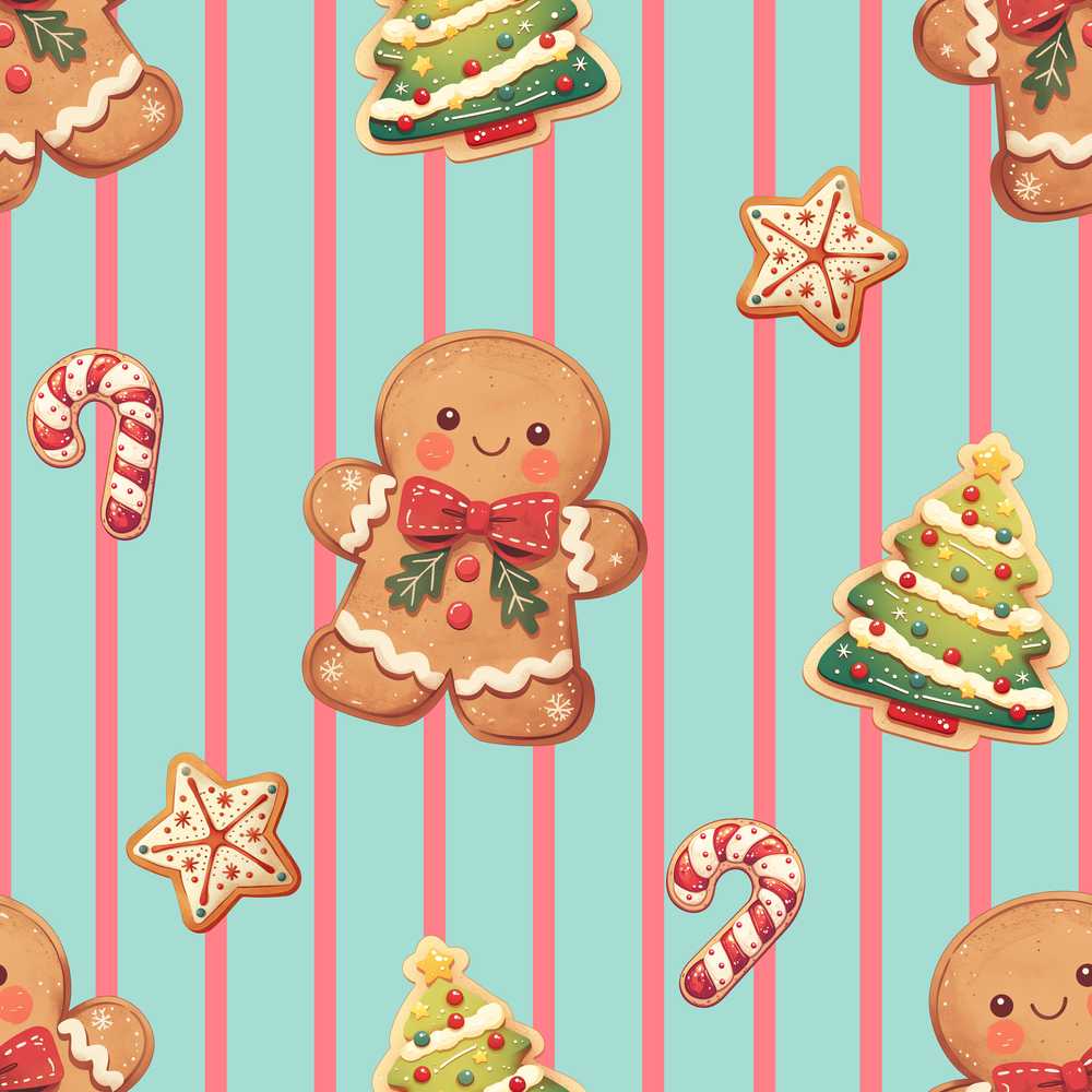 Cute Christmas Gingerbread Cookies Candy Cane Festive Holiday