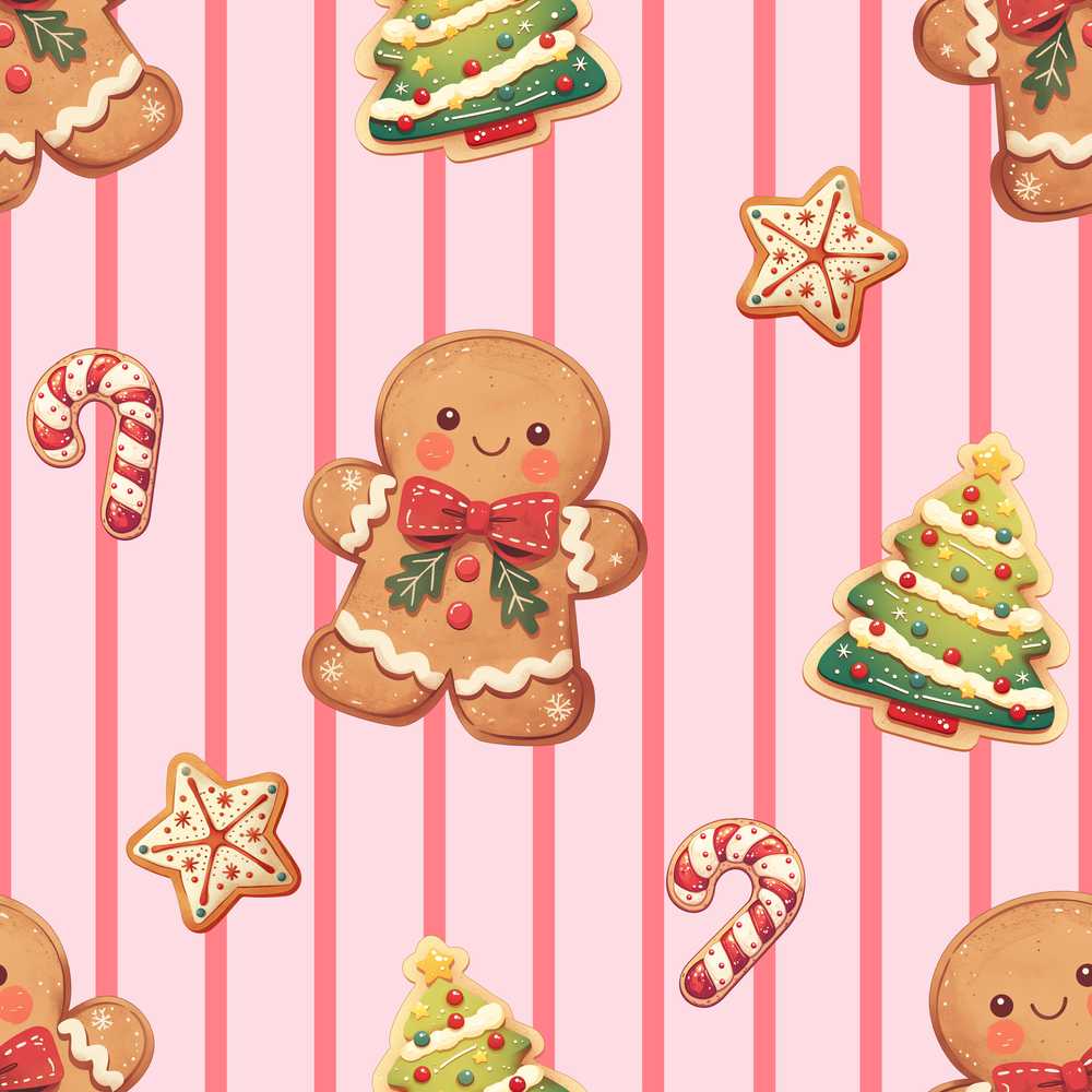 Cute Christmas Gingerbread Cookies Soft Pink Festive Holiday