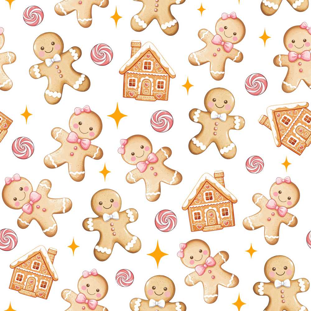 Cute Gingerbread Cookies Candy House Light Grey Background