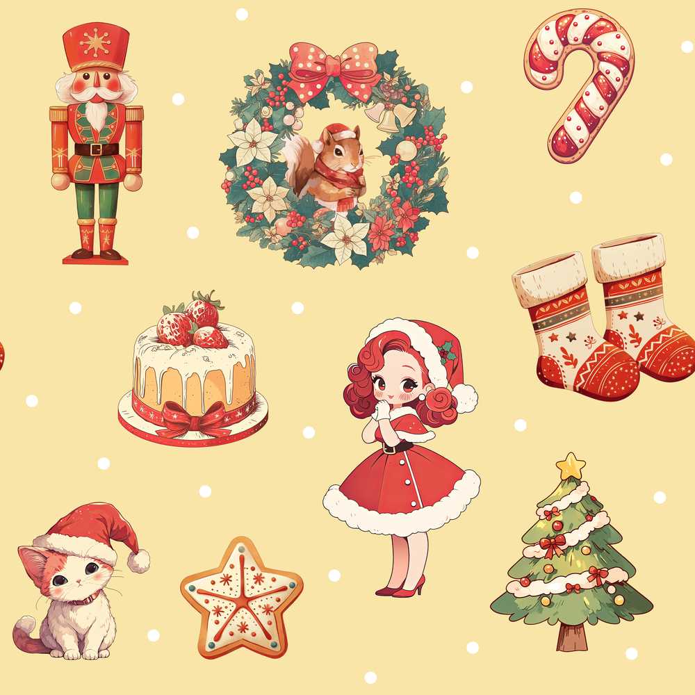 Cute Christmas Nutcracker Wreath Cake Girl Beige Background