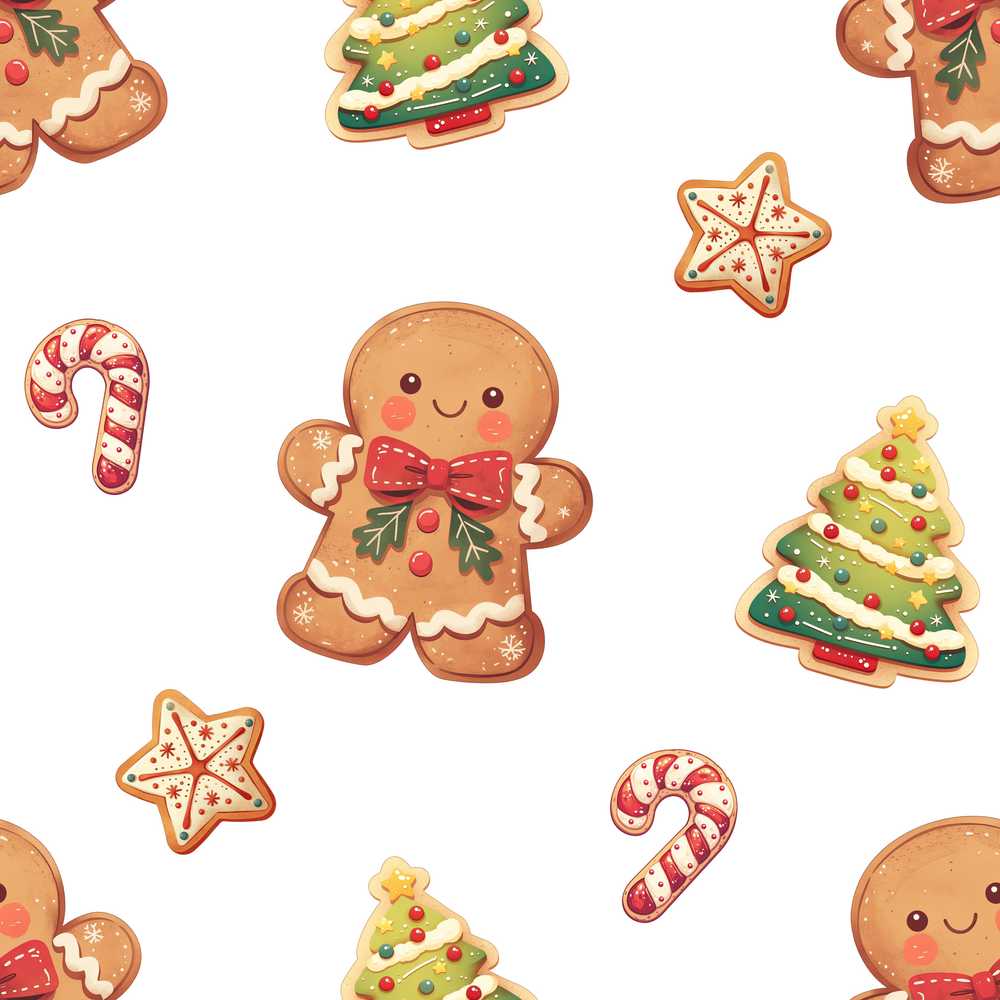 Cute Gingerbread Man Candy Cane Cookie Stripe Background