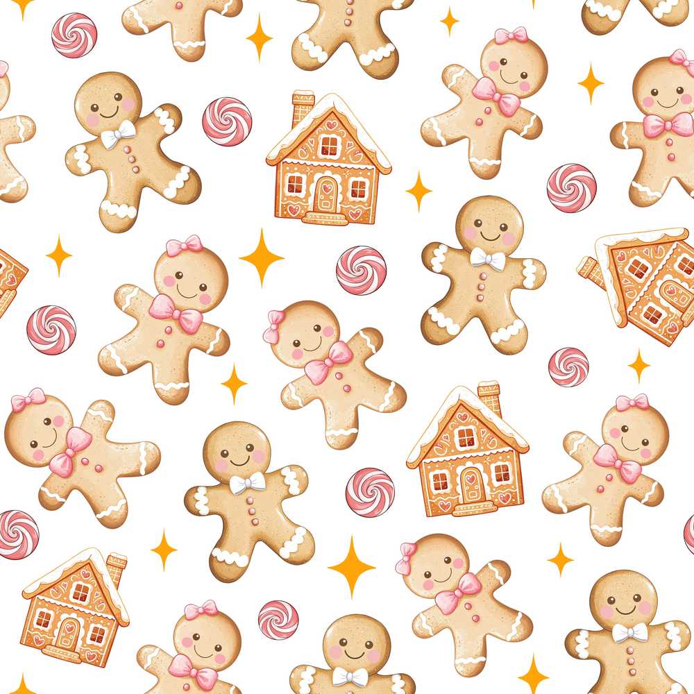 Cute Gingerbread Cookies Candy Sweets House Sparkle Background