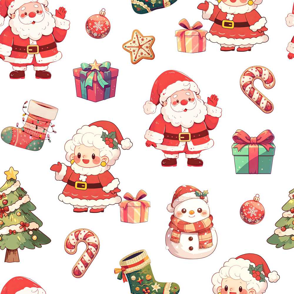 Cute Santa Claus Mrs Claus Snowman Gift Christmas