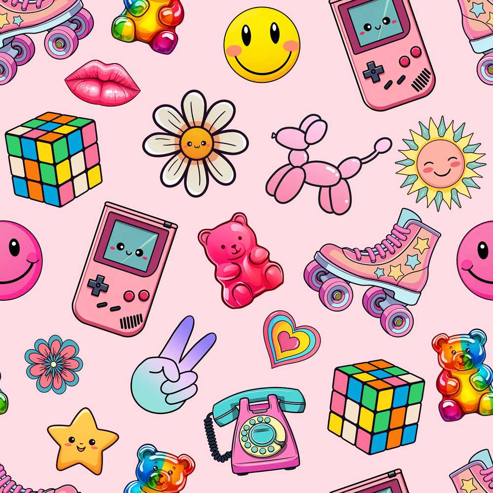 Smiley Roller Skate Game Console Soft Pink Background