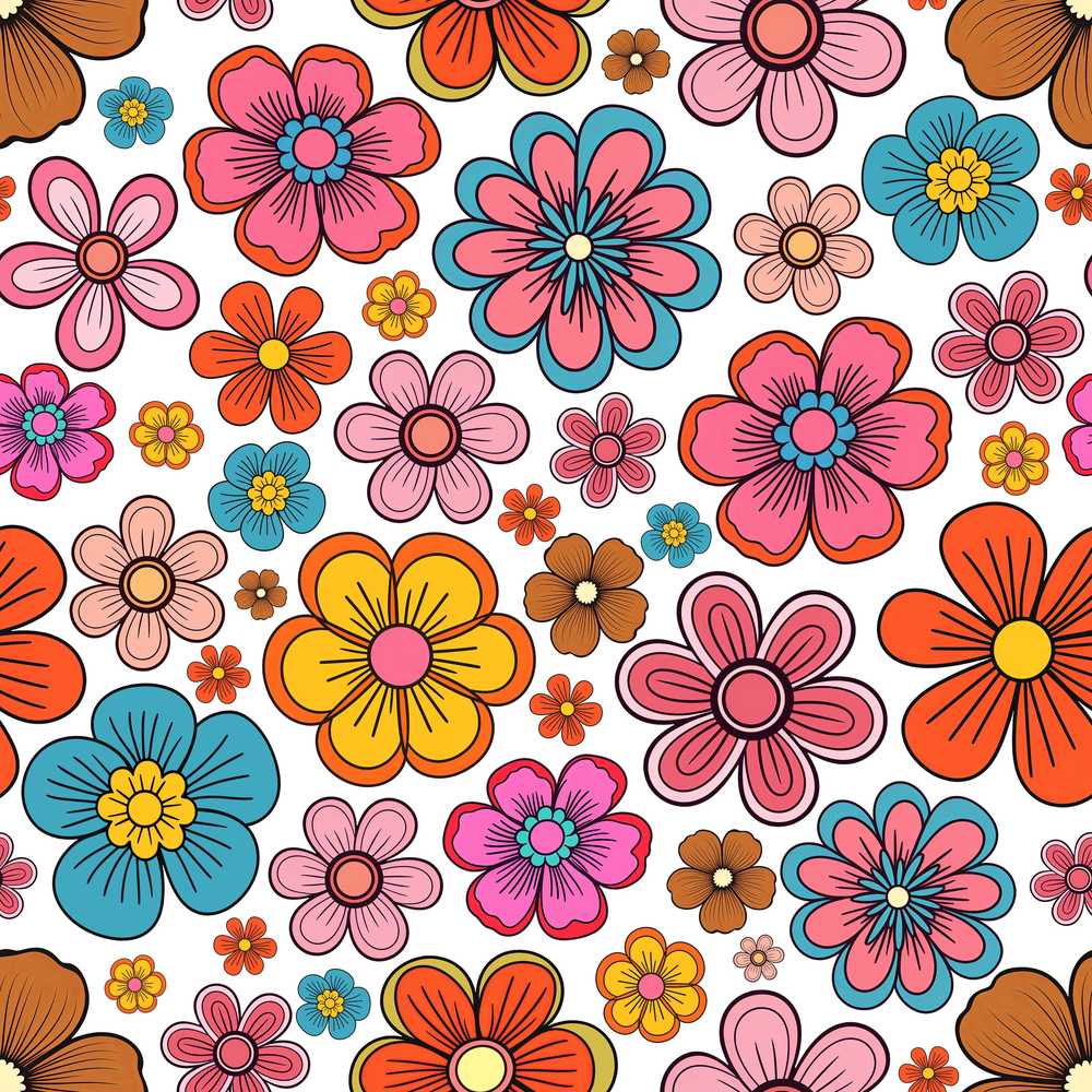 Cute Floral Flowers on Light Grey Background Wildflower Pattern