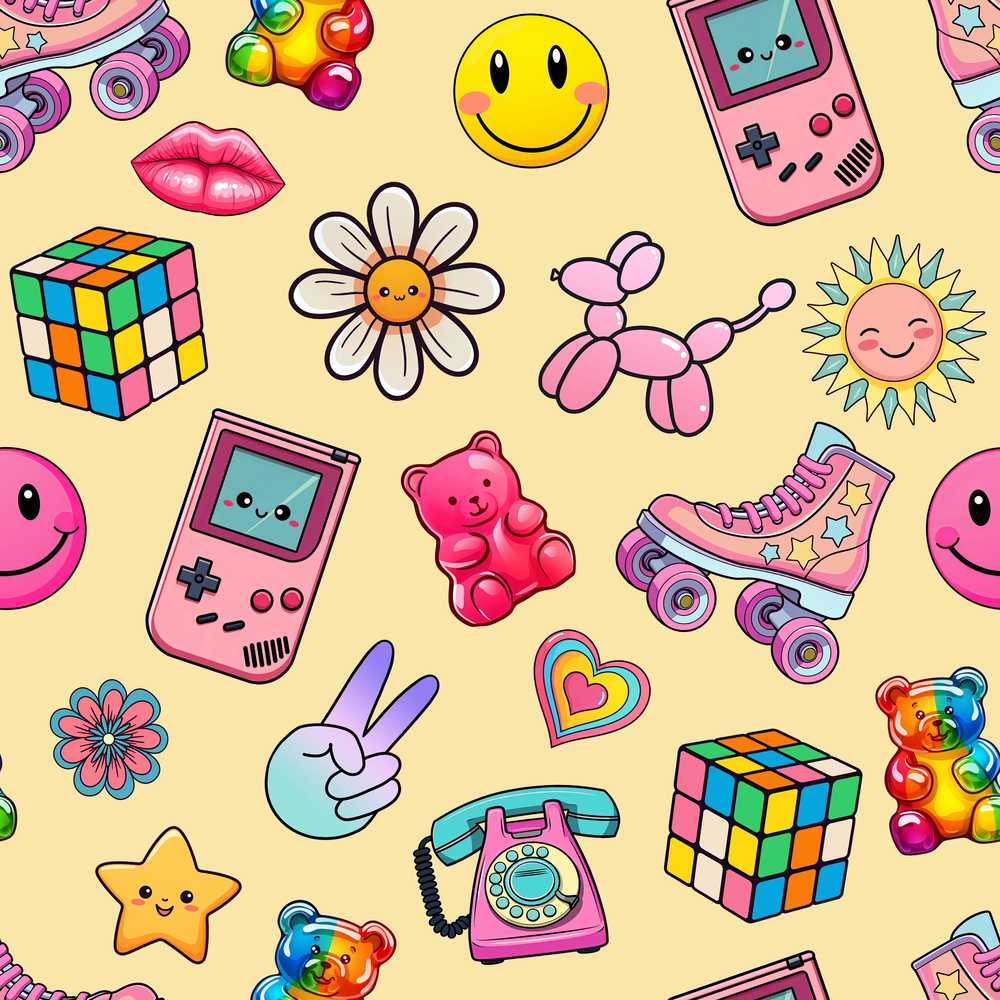 Gummy Bear Rainbow Roller Skate Lightning Yellow Background