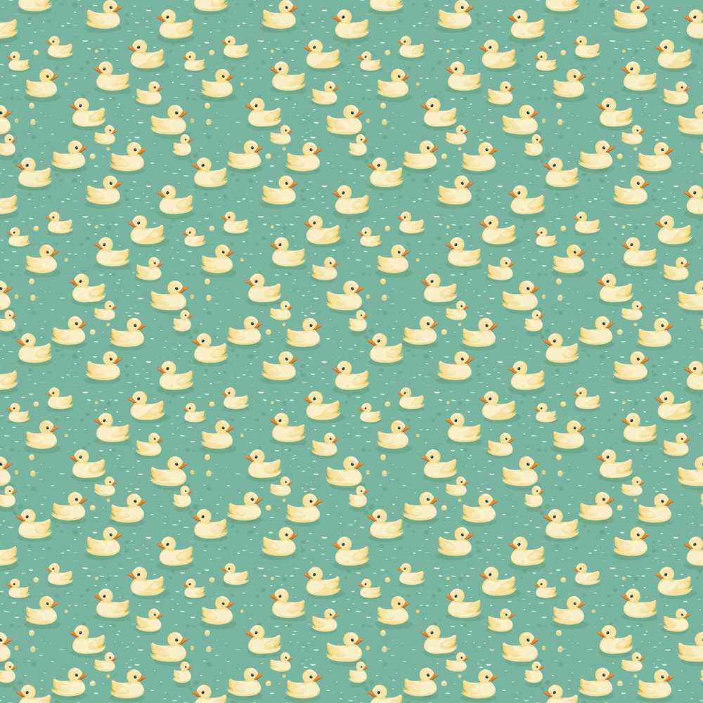 Cute Yellow Rubber Ducks on Teal Water Decorative
