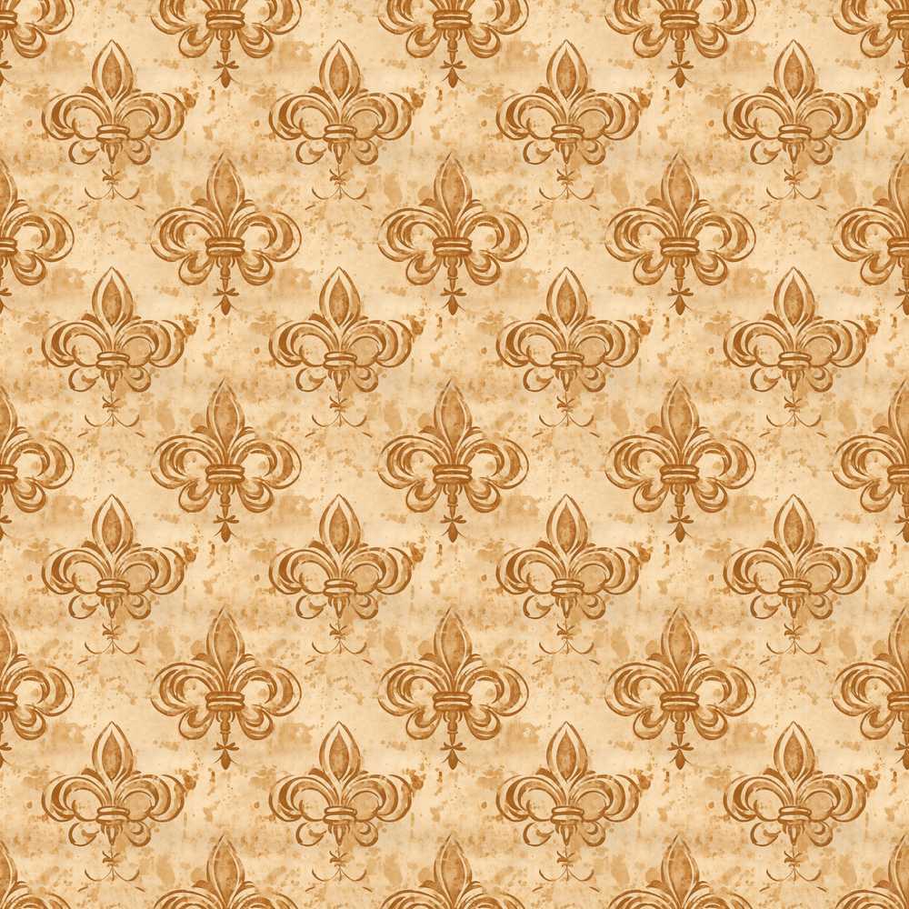 Vintage Fleur De Lis Damask Pattern Rustic Beige Background
