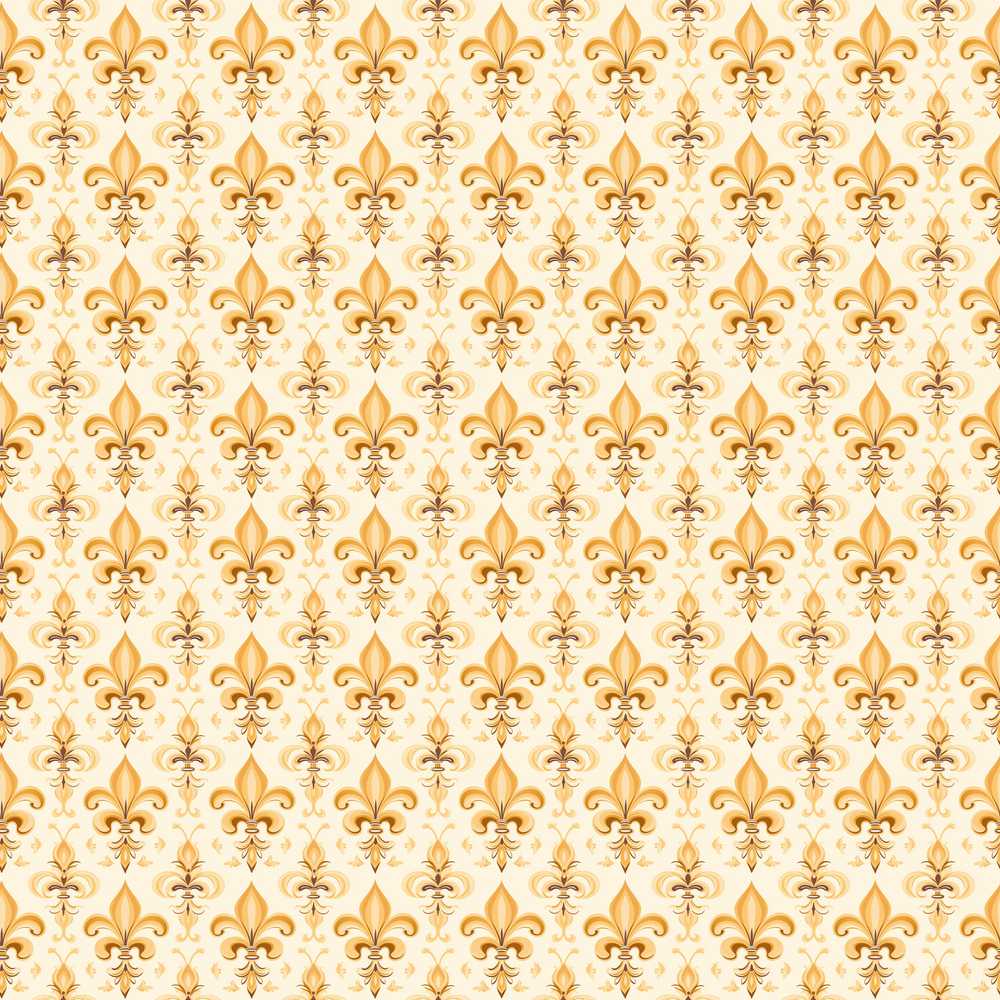 Vintage Fleur De Lis Damask Pattern Warm Gold Background