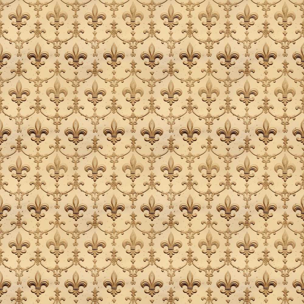 Classic Beige Fleur De Lis Scroll Detail Elegant