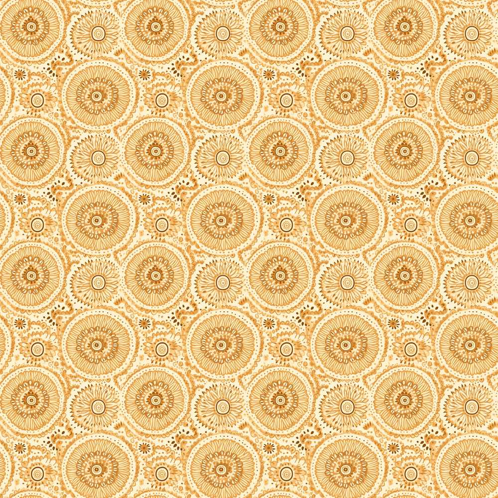 Warm Beige Ornate Mandala Floral Elegant Vintage Wildflower Pattern