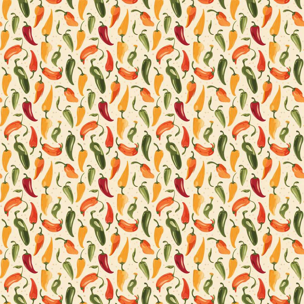 Colorful Chili Pepper Red Green Yellow Food Print