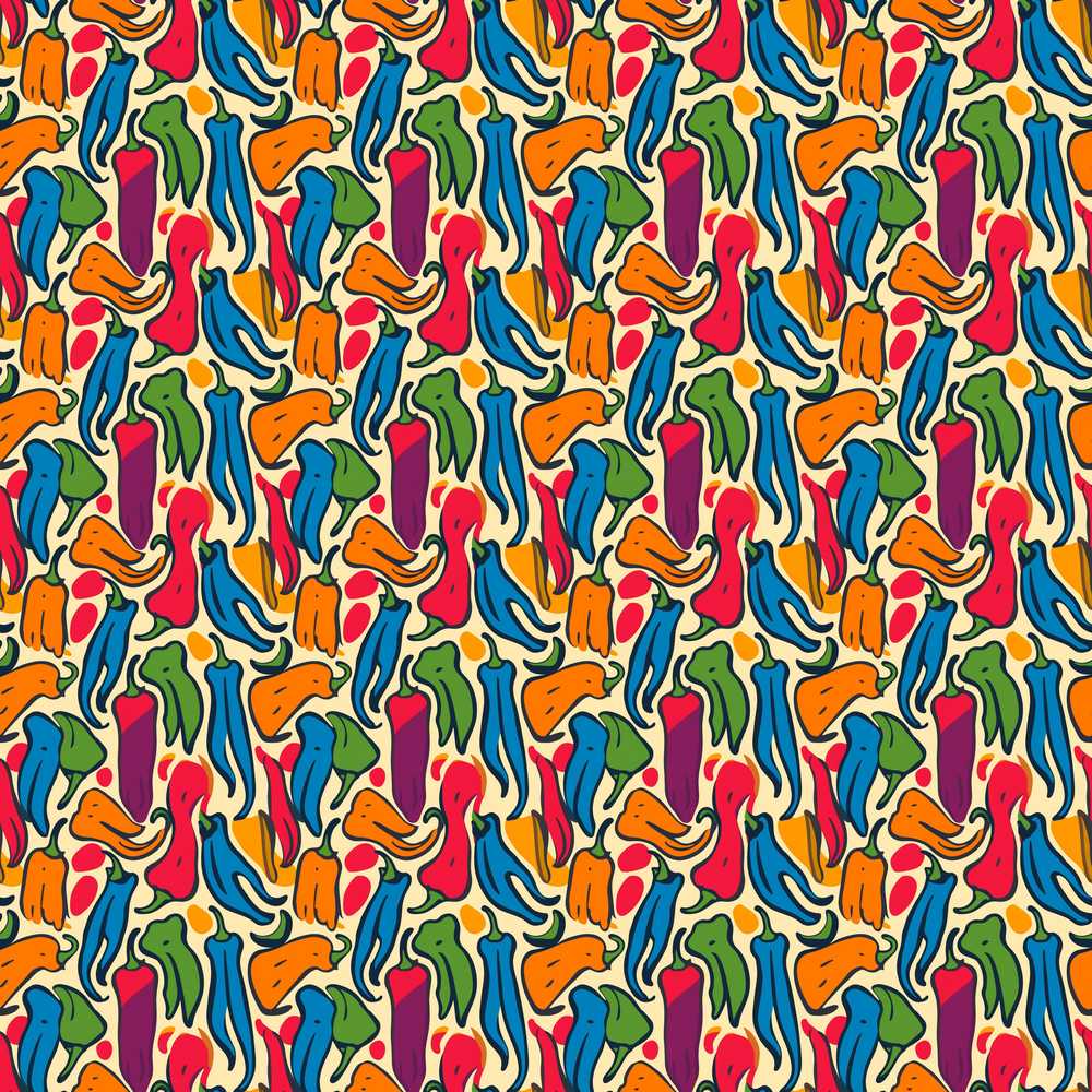 Bright Abstract Multicolor Pepper Modern Artistic Food Print