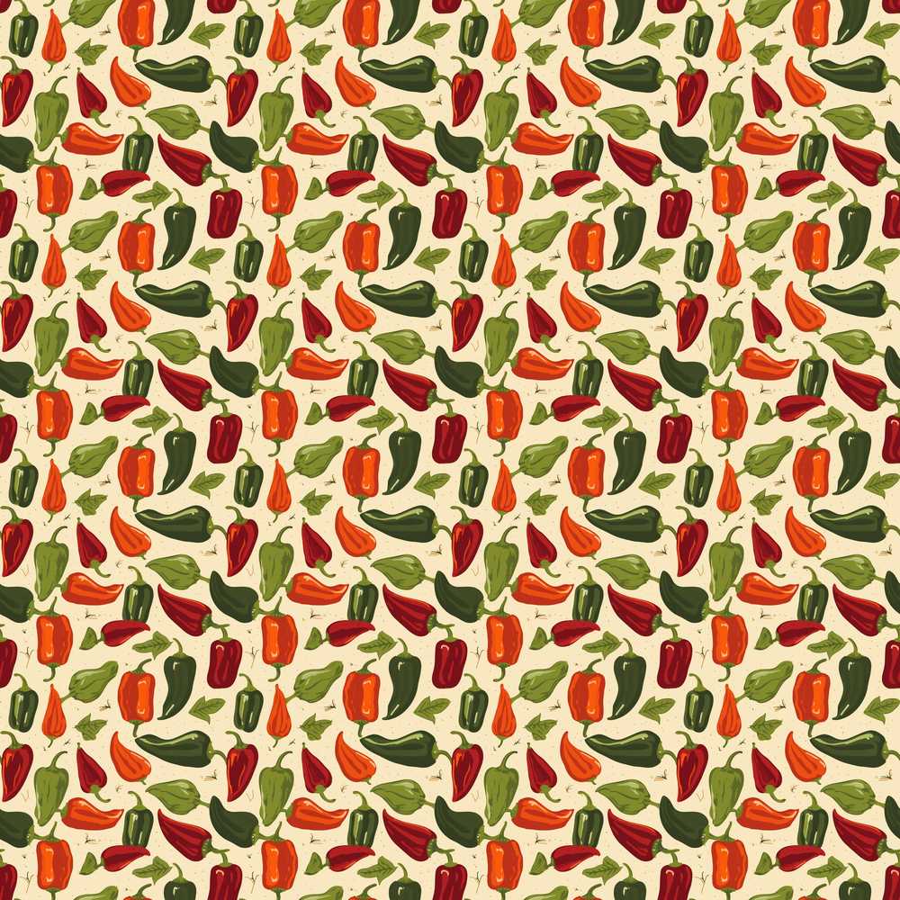 Rustic Garden Pepper Natural Green Red Vegetable Print