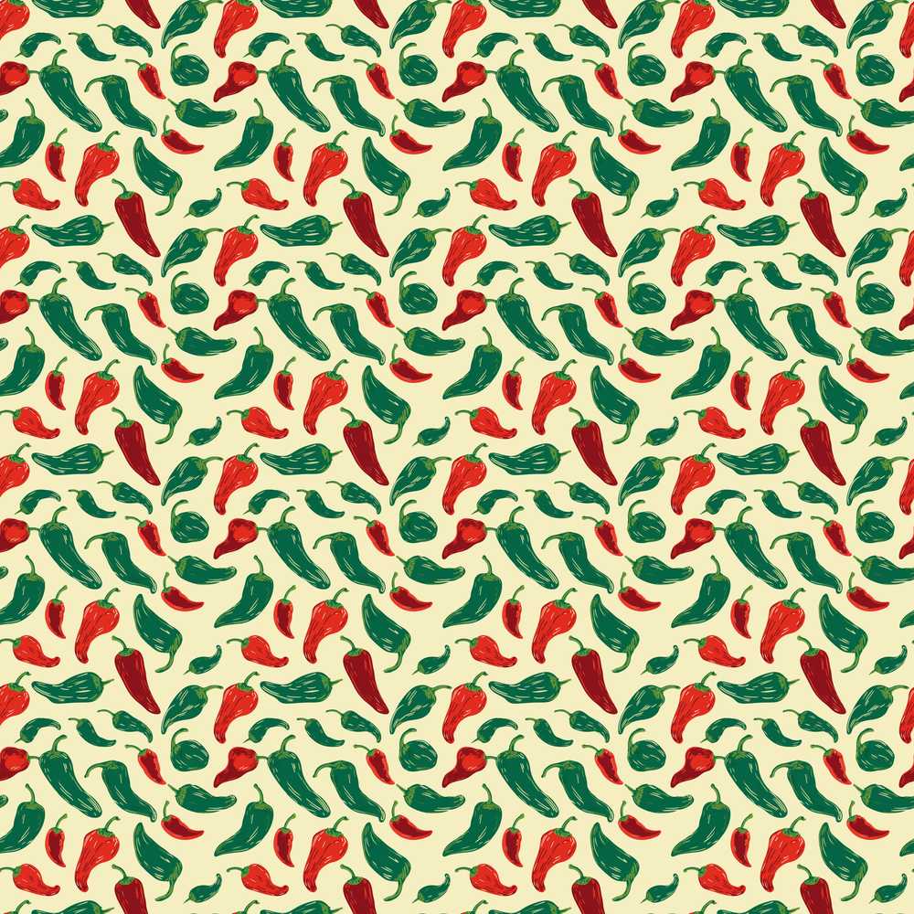 Classic Red Green Chili Simple Food Print Illustration