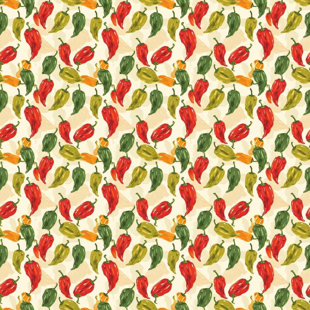 Painterly Chili Pepper Tossed Background v Decorative Repeat