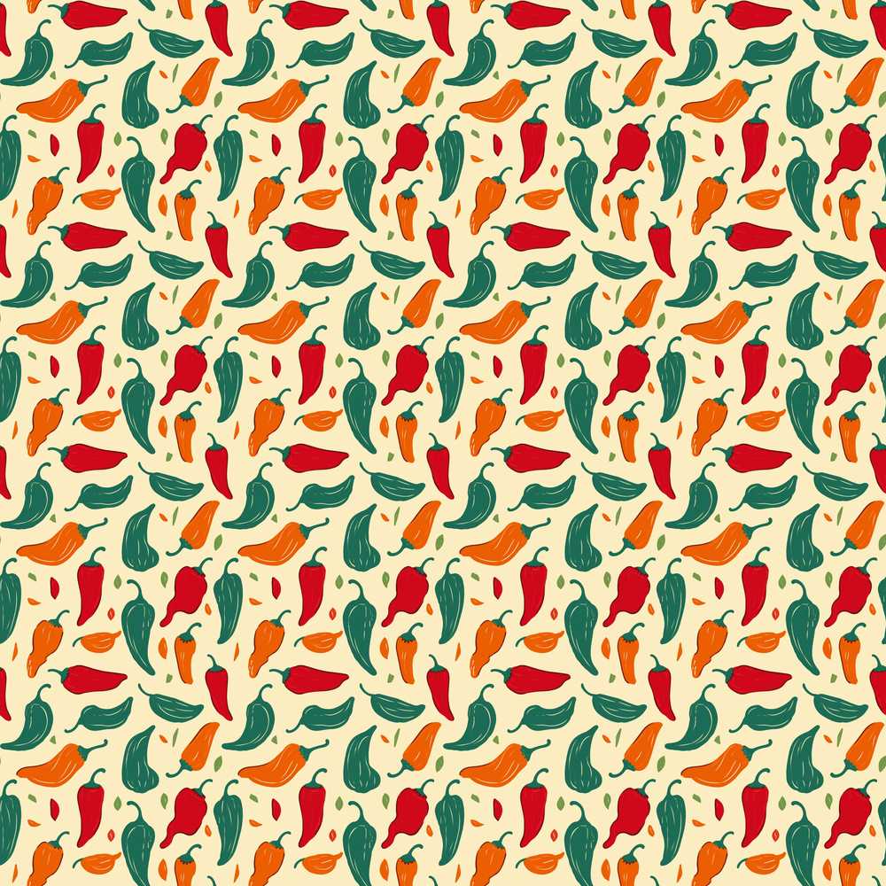 Colorful Minimal Chili Pepper Tossed Cream Background Decorative
