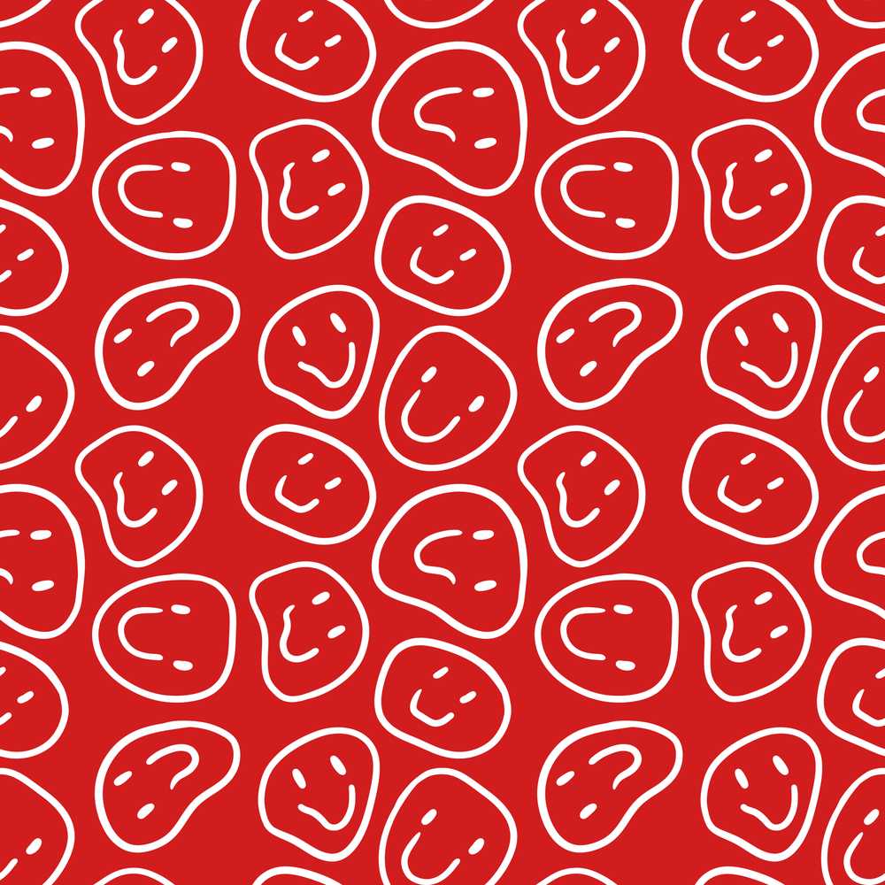 Red Smiley Face Doodle Bold Fun Style Decorative