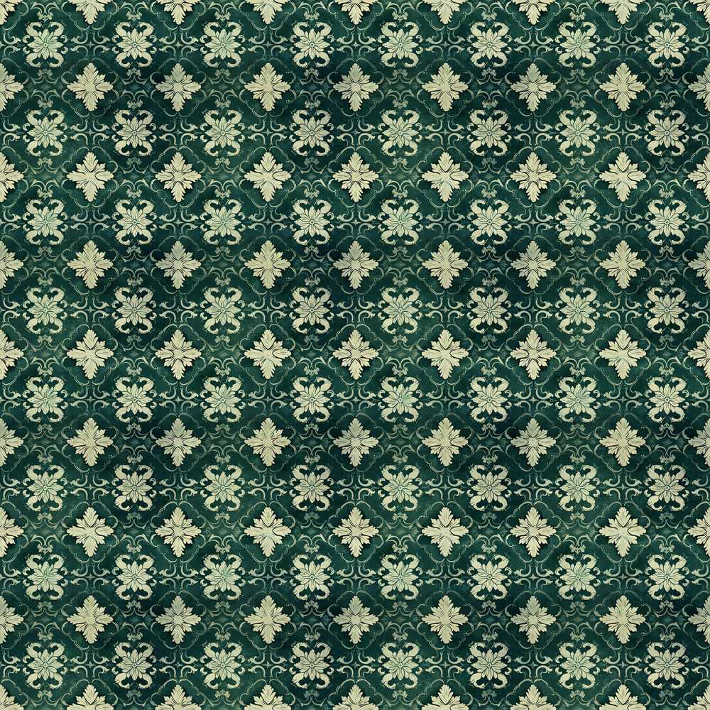 Vintage Floral Damask Green Elegant Style Wildflower Pattern Botanical