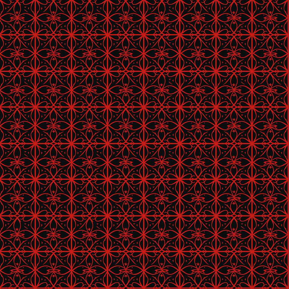 Red Black Geometric Floral Elegant Gothic Style Wildflower Pattern