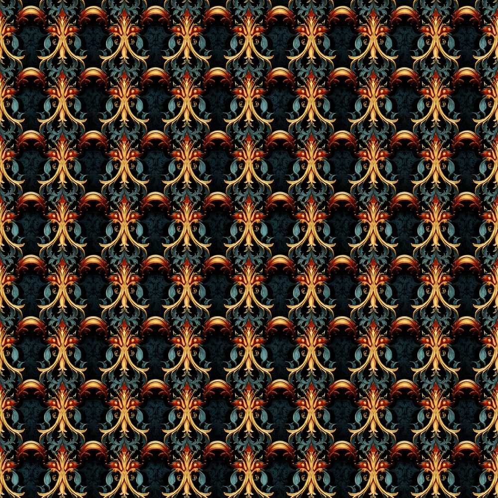 Baroque Gold Teal Ornamental Luxury Vintage Style Decorative