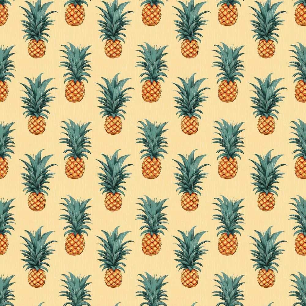 Vintage Pineapple Illustration Beige Background Tropical Fruit Repeat
