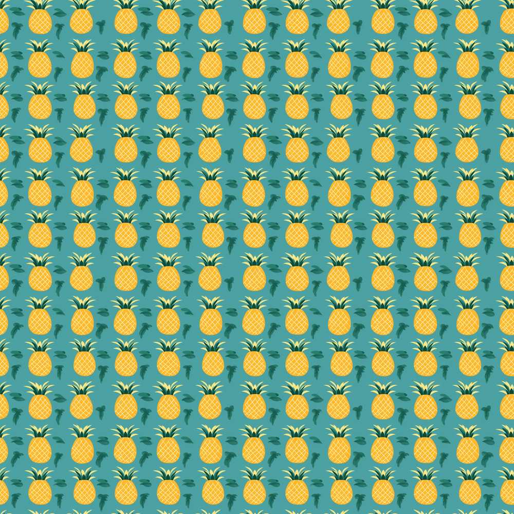 Minimal Pineapple Repeat Pattern Teal Background Cute Tropical Fruit