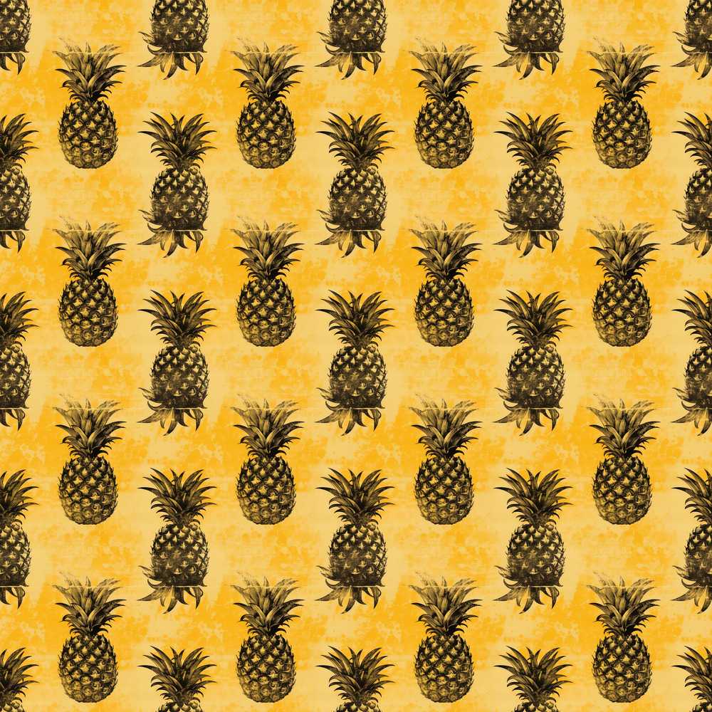 Grunge Pineapple Sketch Yellow Vintage Fruit Illustration Repeat