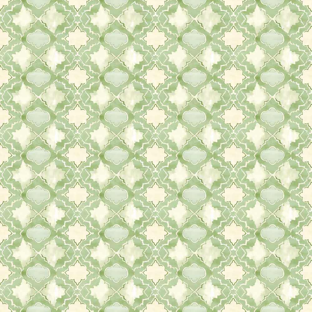 Geometric Green Moroccan Tile Vintage Style Repeat Pattern