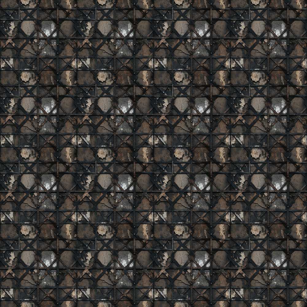 Dark Industrial Metal Grid Grunge Rust Texture Art