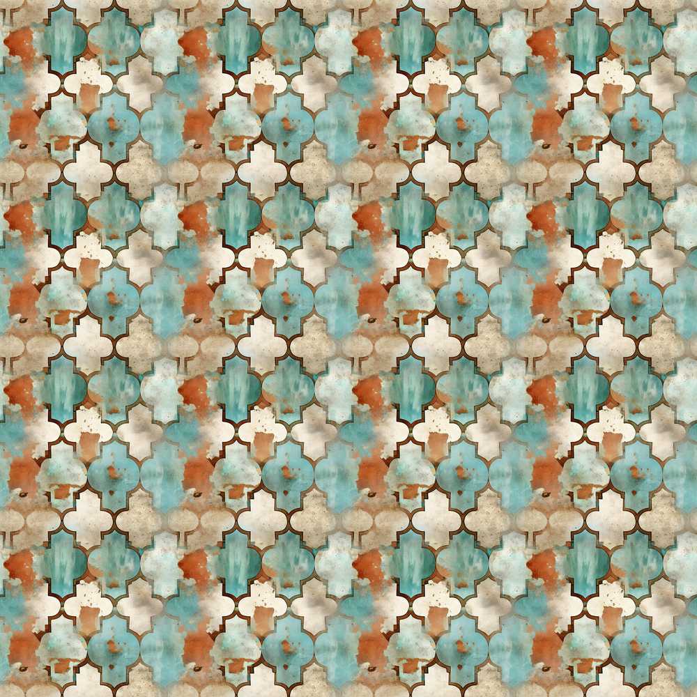 Abstract Moroccan Tile Watercolor Rustic Artistic Art Texture