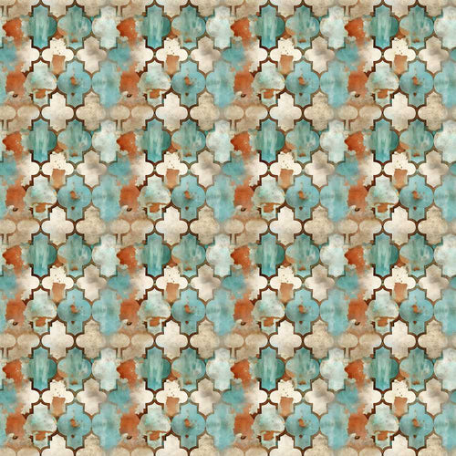 Abstract Moroccan Tile Watercolor Rustic Artistic Art Texture
