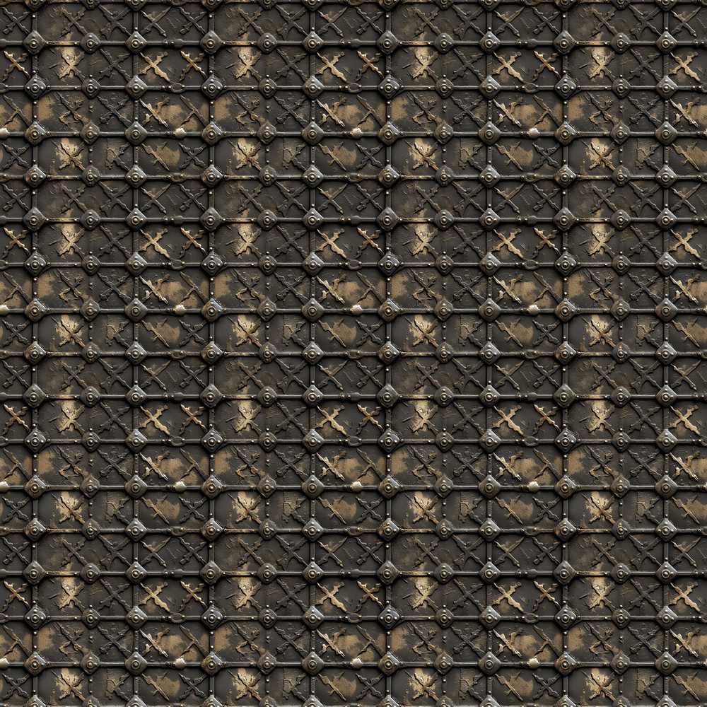 Dark Riveted Metal Grid Industrial Steampunk Texture Art