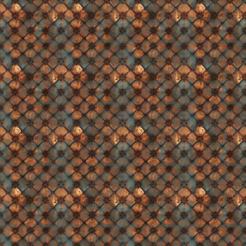 Rusty Diamond Metal Grid Industrial Weathered Texture Art