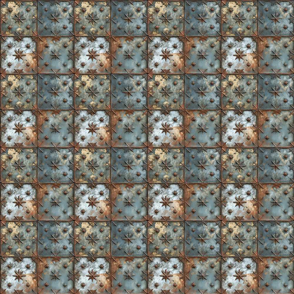 Star Embossed Metal Tile Rustic Industrial Decorative Texture