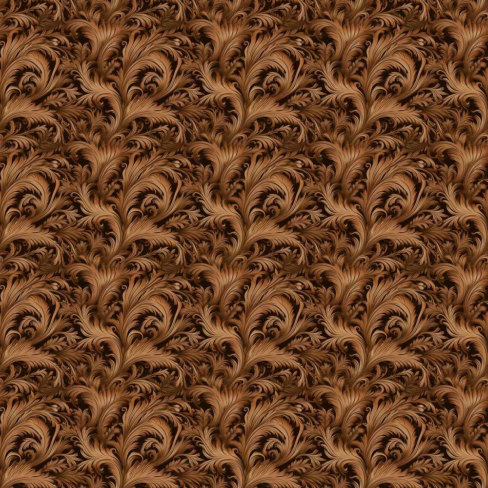 Dark Brown Ornate Damask Luxury Vintage Floral Wildflower Pattern