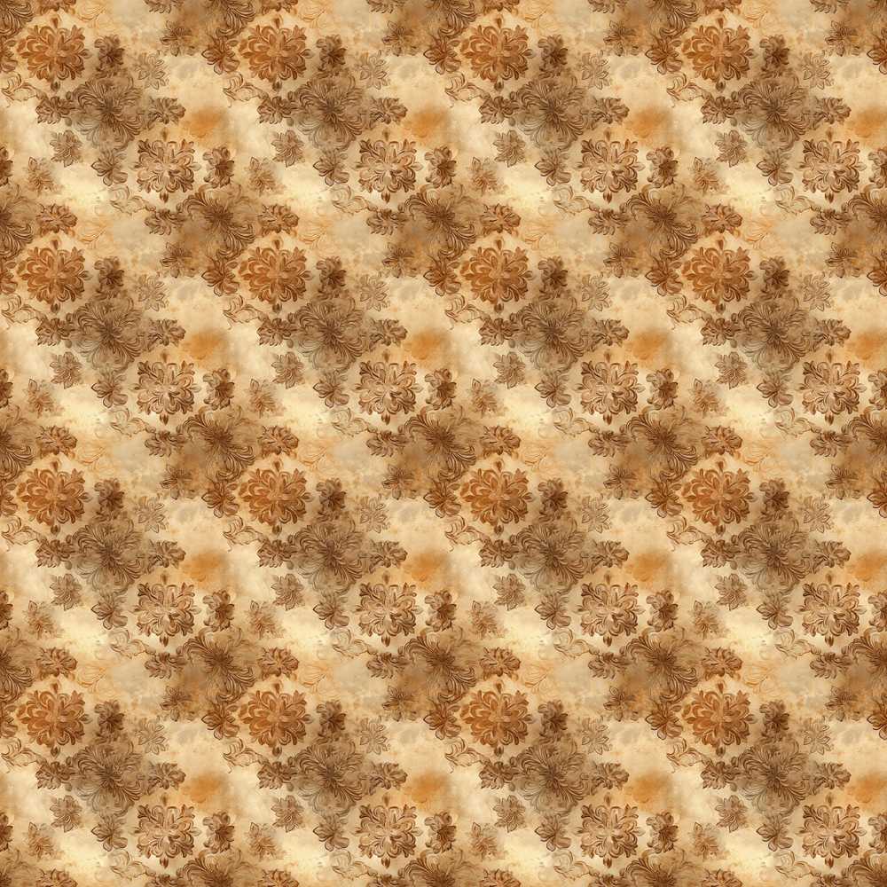 Warm Brown Vintage Floral Classic Botanical Texture Wildflower Pattern