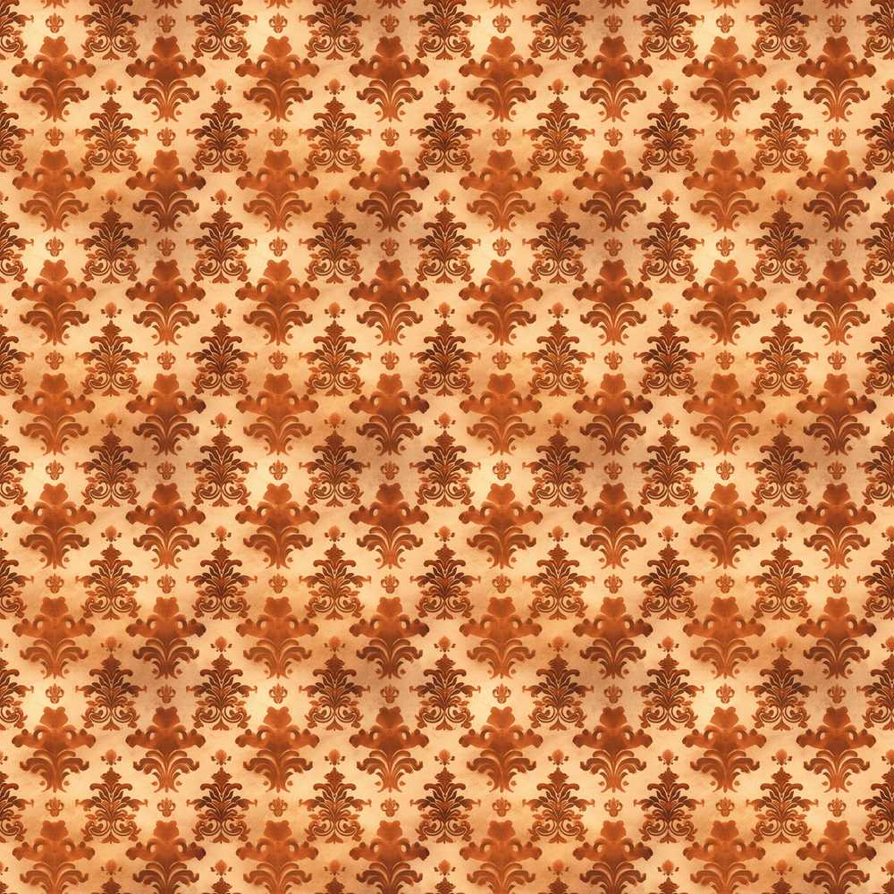 Rust Orange Damask Classic Ornamental Vintage Decorative Repeat