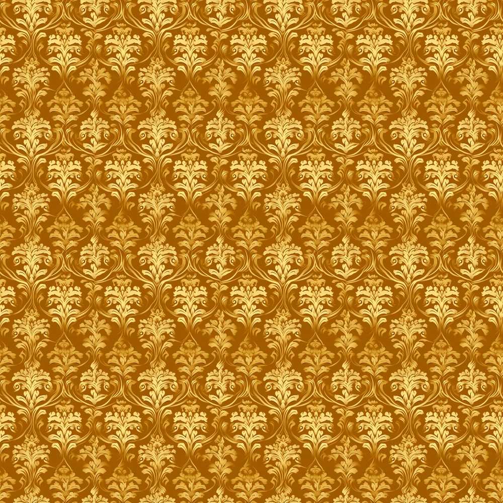 Golden Ornate Damask Luxury Vintage Floral Wildflower Pattern Botanical