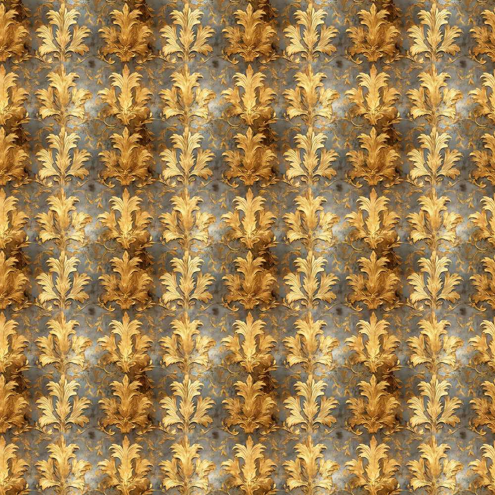 Antique Gold Leaf Damask Vintage Luxury Texture Wildflower Pattern