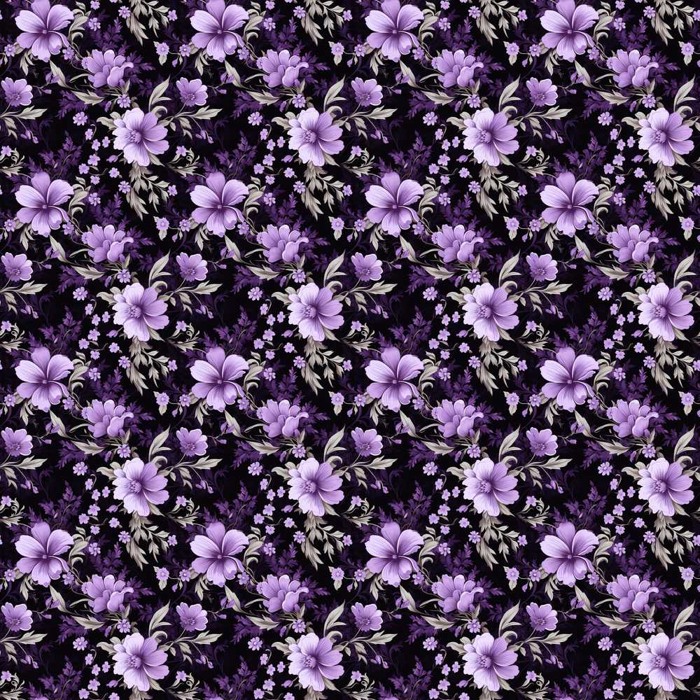 Purple Floral Dark Elegant Botanical Wildflower Pattern