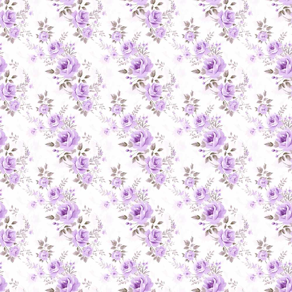 Pastel Purple Rose Floral Delicate Vintage Botanical Wildflower Pattern