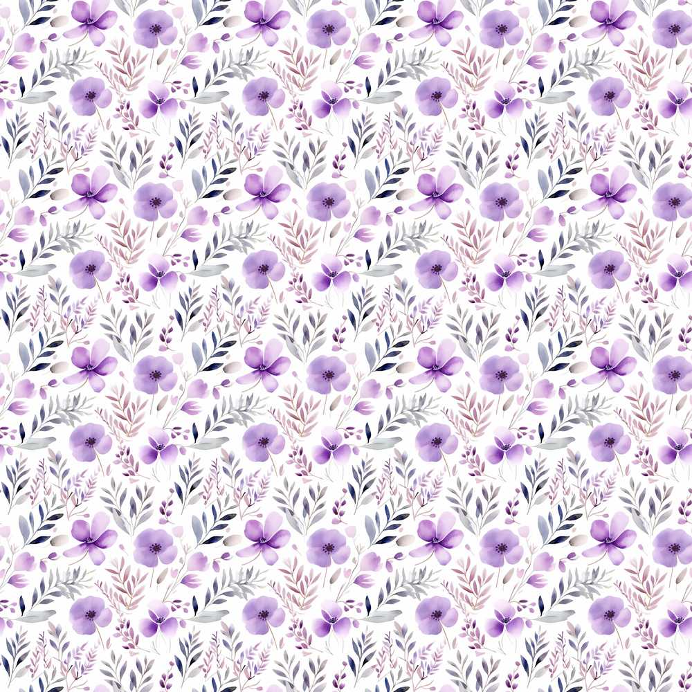 Watercolor Purple Wildflower Soft Botanical Nature Pattern