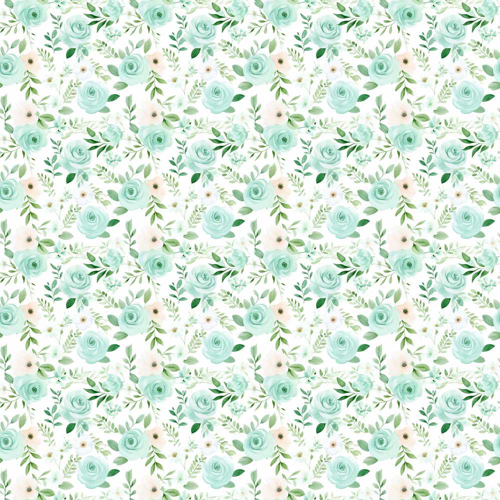Mint Green Rose Floral Soft Watercolor Botanical Garden Wildflower
