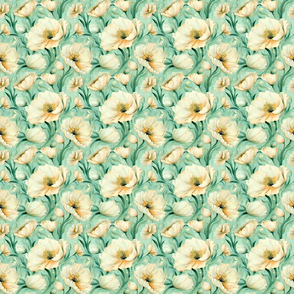 Cream Poppy Floral Soft Artistic Botanical Bloom Wildflower Pattern