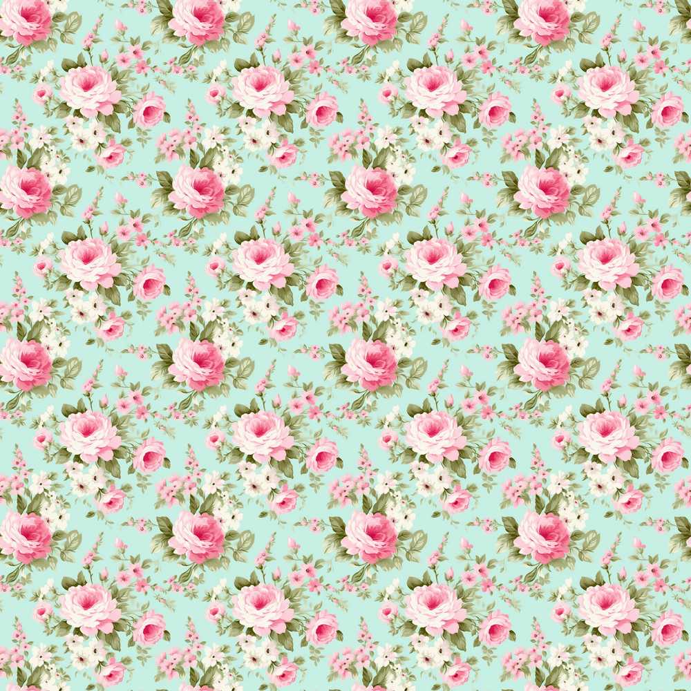 Vintage Pink Rose Bouquet Classic Floral Garden Wildflower Pattern