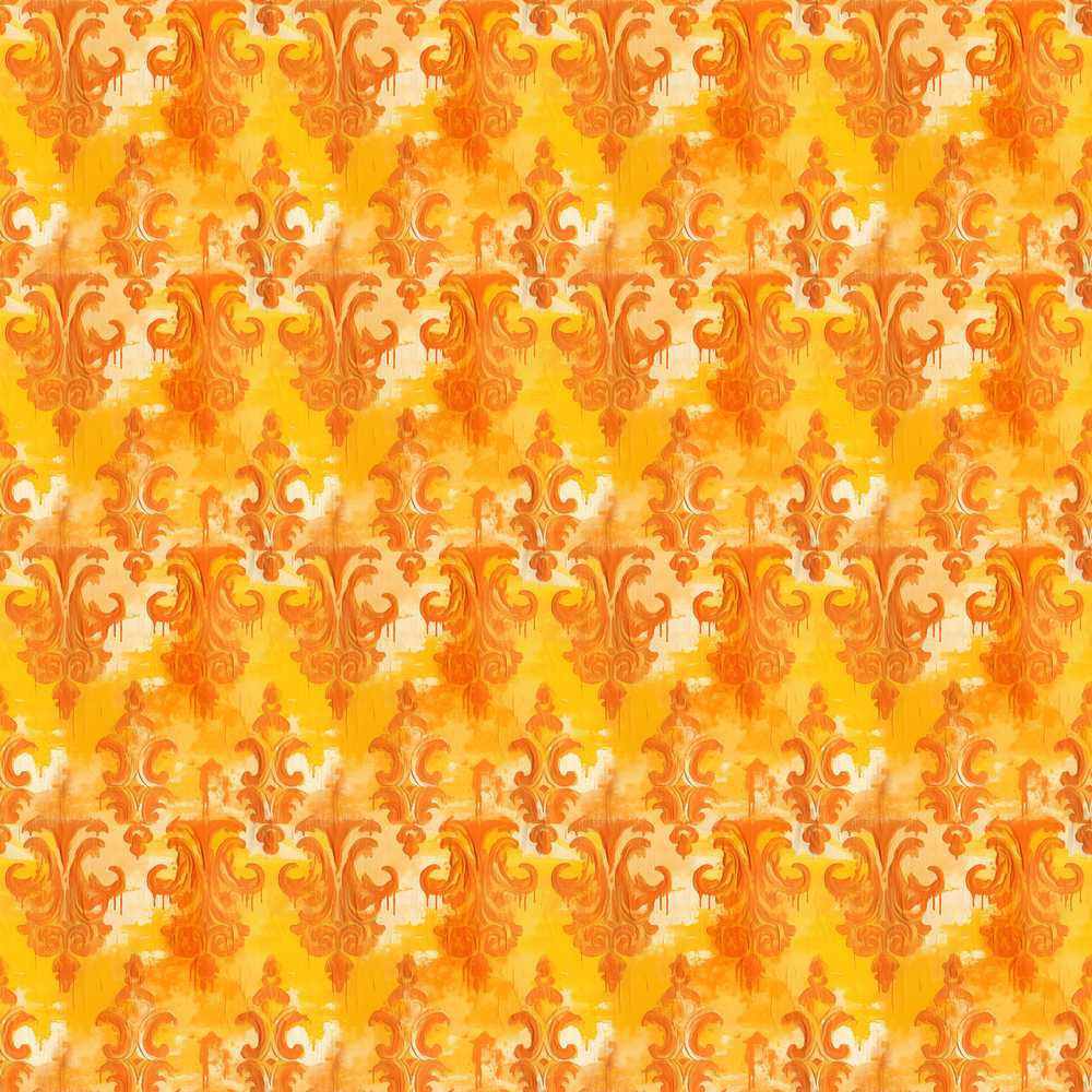 Warm Orange Damask Artistic Vintage Ornamental Decorative Repeat