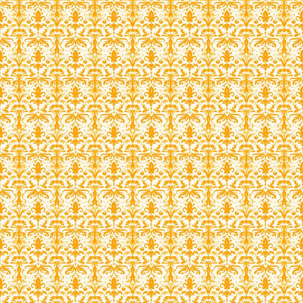 Golden Yellow Damask Floral Elegant Vintage Ornamental Wildflower Pattern