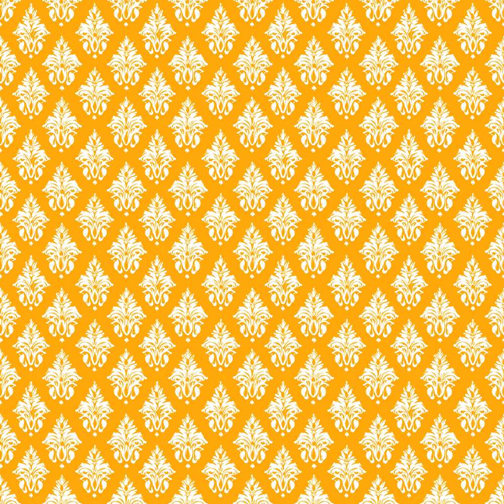 Bright Mustard Yellow Damask Motif Classic Vintage Style
