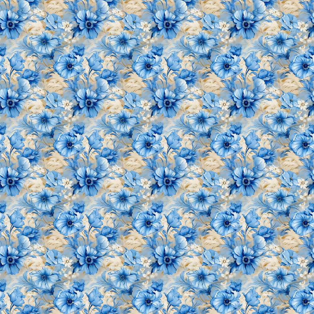Blue Floral Bouquet Vintage Elegant Botanical Garden Wildflower Pattern
